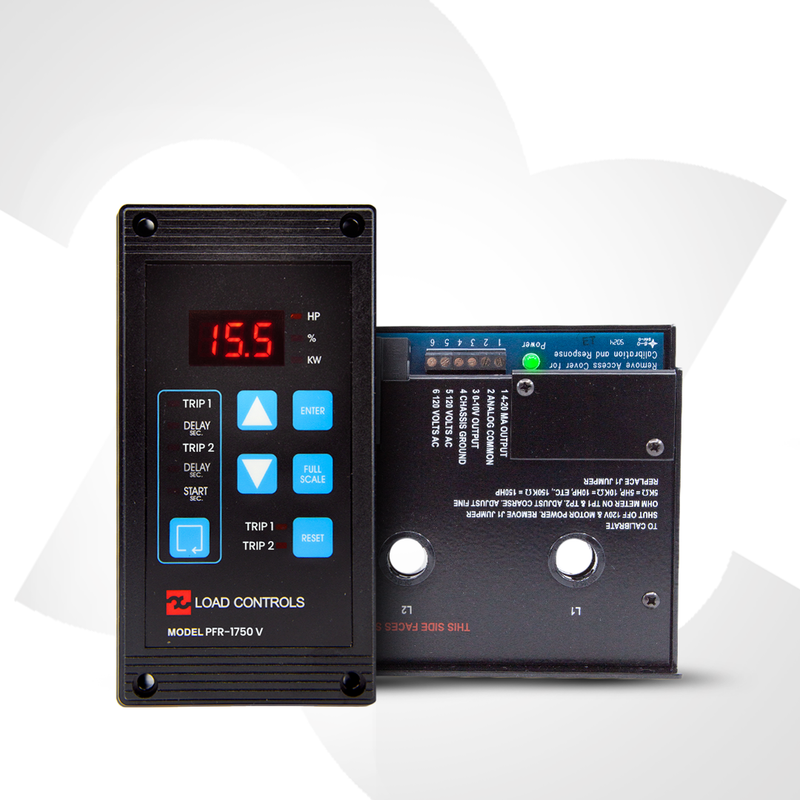 Two electronic load control devices with digital displays on a white background. Fast Response Load Control with Universal Power Cell Front View