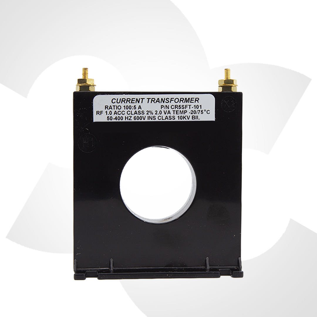 Current Transformer CT-500 with specifications label on a white background Front View