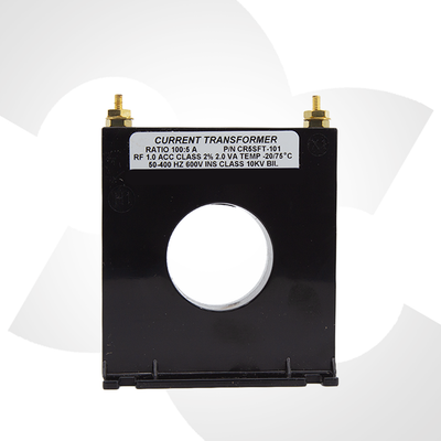 Current Transformer CT-500 with specifications label on a white background Front View