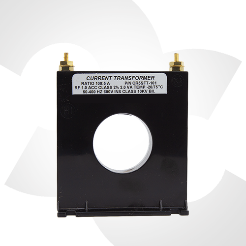 Current Transformer CT-500 with specifications label on a white background Front View