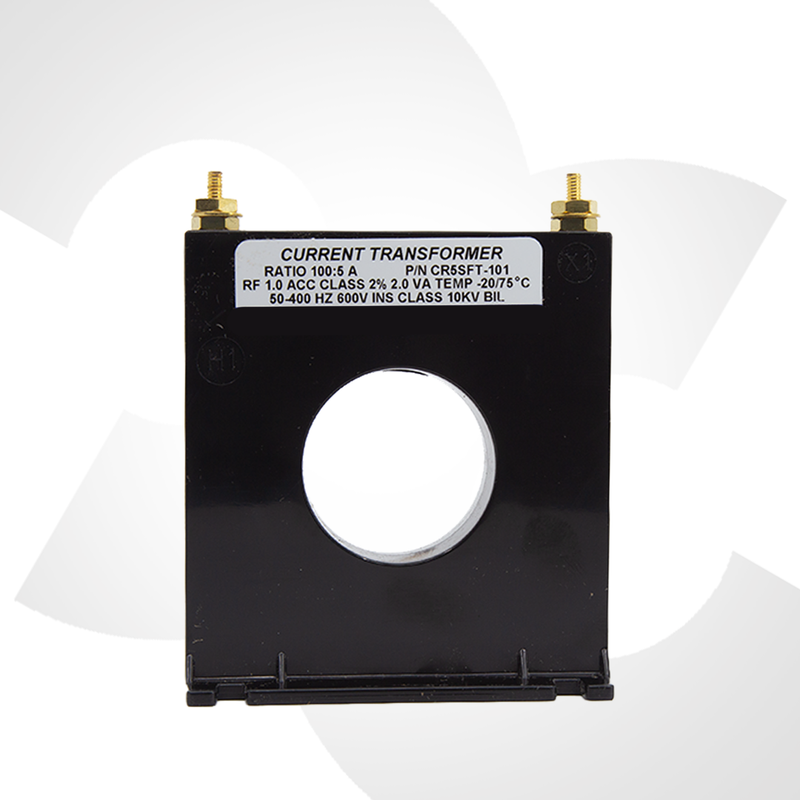 Current Transformer CT-500 with specifications label on a white background Front View