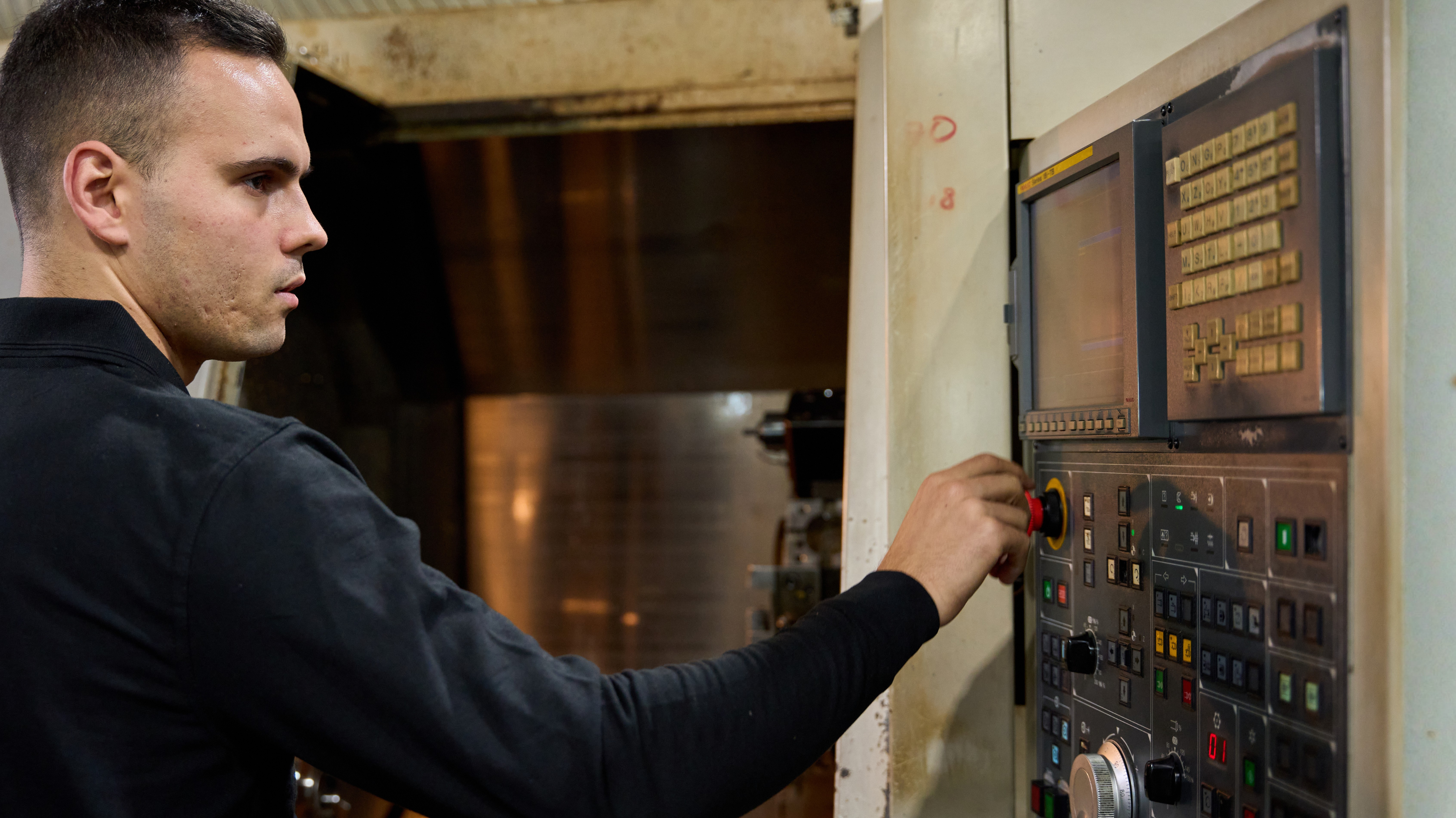 CNC machining center using Load Controls UPC for spindle load monitoring, tool break detection, and process optimization.
