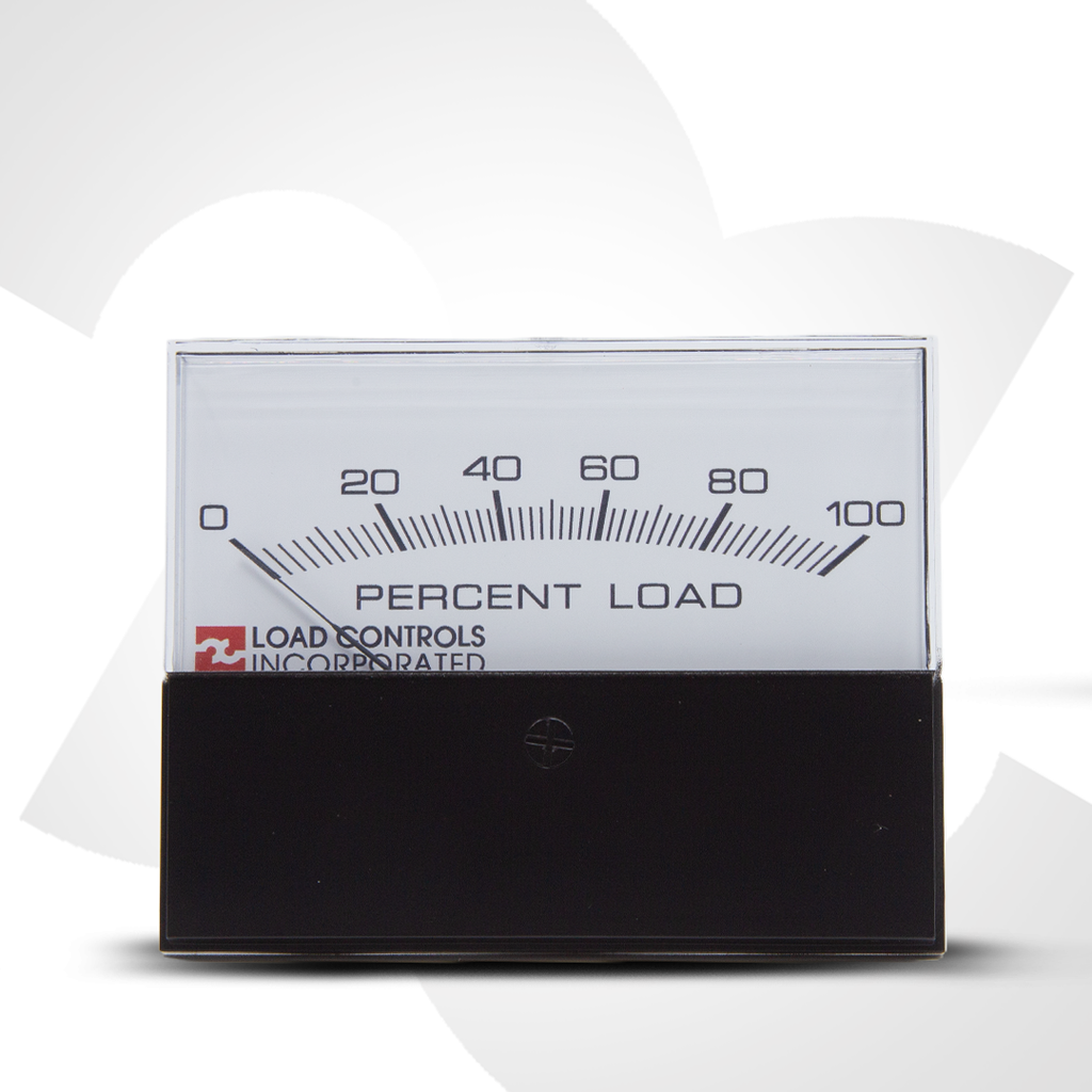 Percent load meter with 'Load Controls Incorporated' branding on a white background Front View
