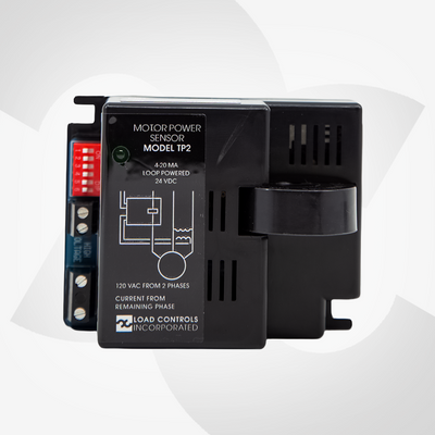 Compact Motor power sensor TP-2 with Load Controls Incorporated branding on a white background